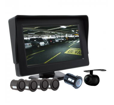 Sensor Estacionamento Preto Com Monitor 4,3" E Câmera Flex 2x1 - TechOne