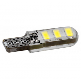 Led Lâmpada Esmagada T10 6 Leds Cob Siliconada