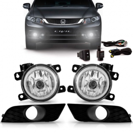 Kit Farol Auxiliar Civic 2015/2016 Moldura Preta Botão Modelo Original