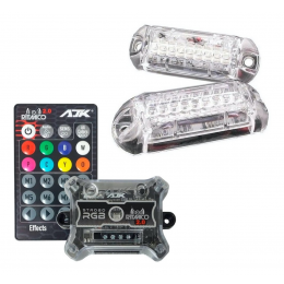 Kit Strobo RGB Rítmico 2.0 AJK com Controle e 2 Faróis de 9 Leds