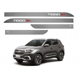 Friso Lat. Pint. Tiggo 5x Cinza Metalico Facao C/ Nome